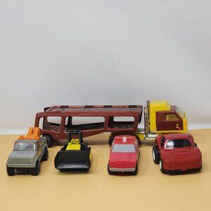Vintage Tonka Metal Toy Car Set Trailer Red‎ & Yellow Vehicles Collectible Cars